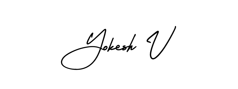Also we have Yokesh V name is the best signature style. Create professional handwritten signature collection using AmerikaSignatureDemo-Regular autograph style. Yokesh V signature style 3 images and pictures png