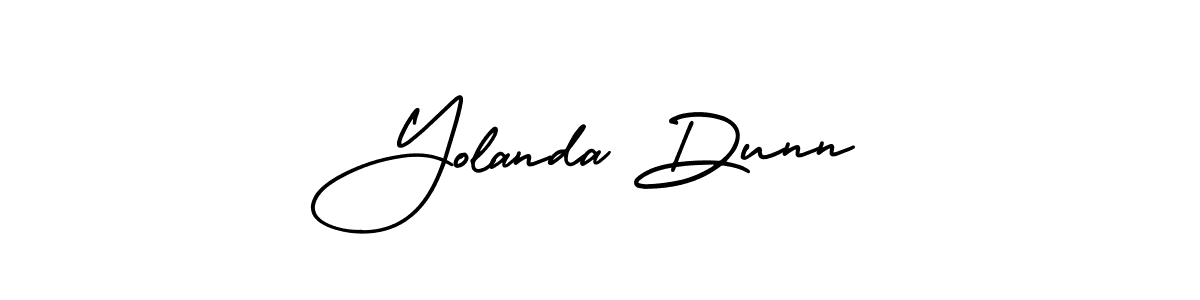 You should practise on your own different ways (AmerikaSignatureDemo-Regular) to write your name (Yolanda Dunn) in signature. don't let someone else do it for you. Yolanda Dunn signature style 3 images and pictures png