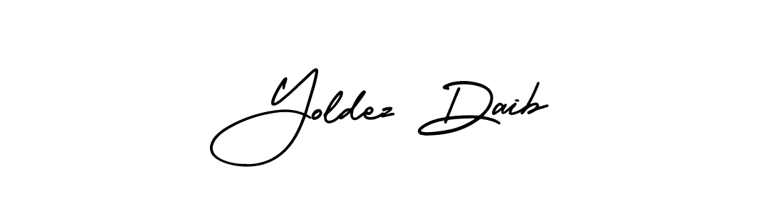 The best way (AmerikaSignatureDemo-Regular) to make a short signature is to pick only two or three words in your name. The name Yoldez Daib include a total of six letters. For converting this name. Yoldez Daib signature style 3 images and pictures png