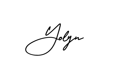 You should practise on your own different ways (AmerikaSignatureDemo-Regular) to write your name (Yolyn) in signature. don't let someone else do it for you. Yolyn signature style 3 images and pictures png