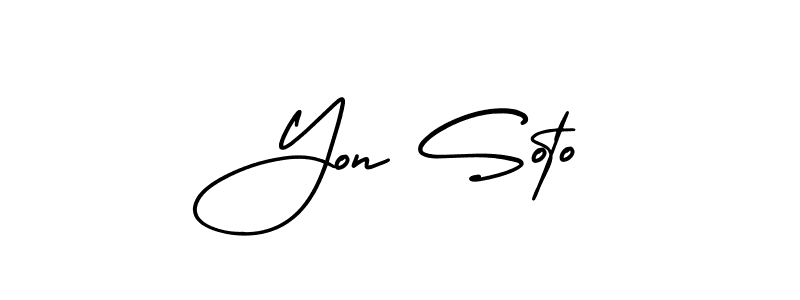 The best way (AmerikaSignatureDemo-Regular) to make a short signature is to pick only two or three words in your name. The name Yon Soto include a total of six letters. For converting this name. Yon Soto signature style 3 images and pictures png