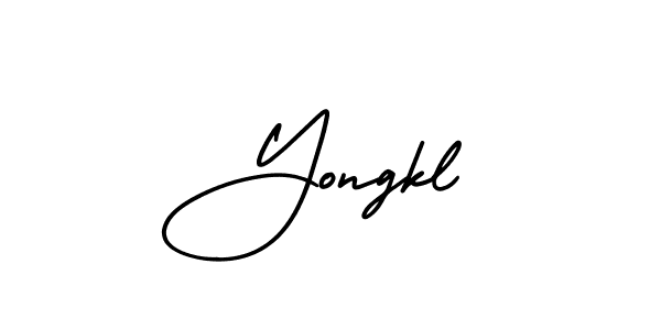 You should practise on your own different ways (AmerikaSignatureDemo-Regular) to write your name (Yongkl) in signature. don't let someone else do it for you. Yongkl signature style 3 images and pictures png