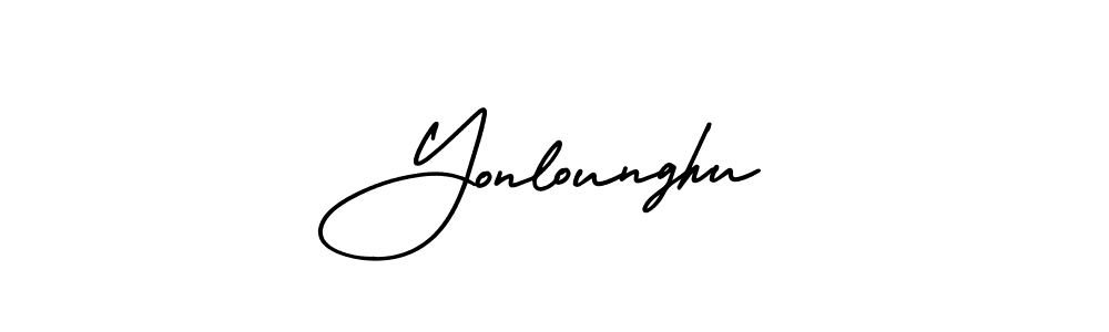 Similarly AmerikaSignatureDemo-Regular is the best handwritten signature design. Signature creator online .You can use it as an online autograph creator for name Yonlounghu. Yonlounghu signature style 3 images and pictures png