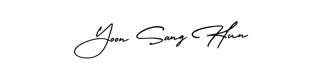 Make a short Yoon Sang Hun signature style. Manage your documents anywhere anytime using AmerikaSignatureDemo-Regular. Create and add eSignatures, submit forms, share and send files easily. Yoon Sang Hun signature style 3 images and pictures png