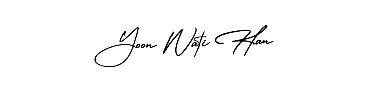 Design your own signature with our free online signature maker. With this signature software, you can create a handwritten (AmerikaSignatureDemo-Regular) signature for name Yoon Wati Han. Yoon Wati Han signature style 3 images and pictures png