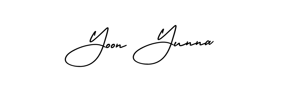 This is the best signature style for the Yoon Yunna name. Also you like these signature font (AmerikaSignatureDemo-Regular). Mix name signature. Yoon Yunna signature style 3 images and pictures png