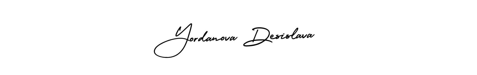 It looks lik you need a new signature style for name Yordanova Desislava. Design unique handwritten (AmerikaSignatureDemo-Regular) signature with our free signature maker in just a few clicks. Yordanova Desislava signature style 3 images and pictures png