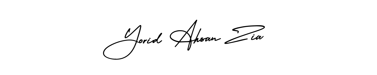 How to make Yorid Ahsan Zia name signature. Use AmerikaSignatureDemo-Regular style for creating short signs online. This is the latest handwritten sign. Yorid Ahsan Zia signature style 3 images and pictures png