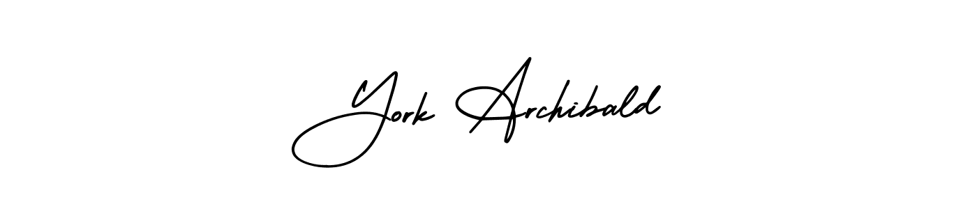 You should practise on your own different ways (AmerikaSignatureDemo-Regular) to write your name (York Archibald) in signature. don't let someone else do it for you. York Archibald signature style 3 images and pictures png