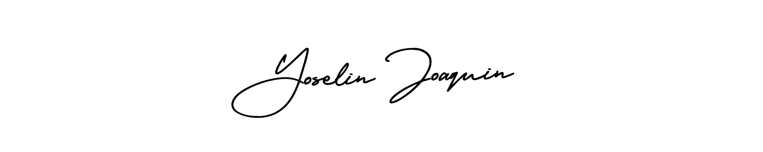 You should practise on your own different ways (AmerikaSignatureDemo-Regular) to write your name (Yoselin Joaquin) in signature. don't let someone else do it for you. Yoselin Joaquin signature style 3 images and pictures png