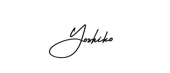 The best way (AmerikaSignatureDemo-Regular) to make a short signature is to pick only two or three words in your name. The name Yoshiko include a total of six letters. For converting this name. Yoshiko signature style 3 images and pictures png