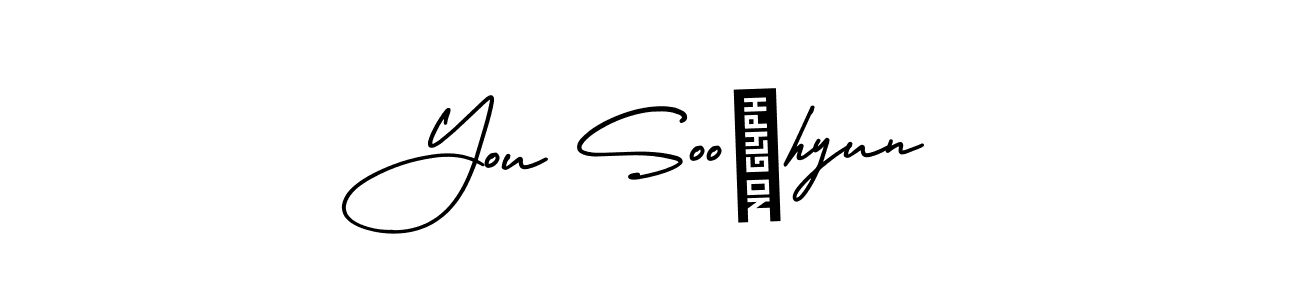 The best way (AmerikaSignatureDemo-Regular) to make a short signature is to pick only two or three words in your name. The name You Soo hyun include a total of six letters. For converting this name. You Soo hyun signature style 3 images and pictures png