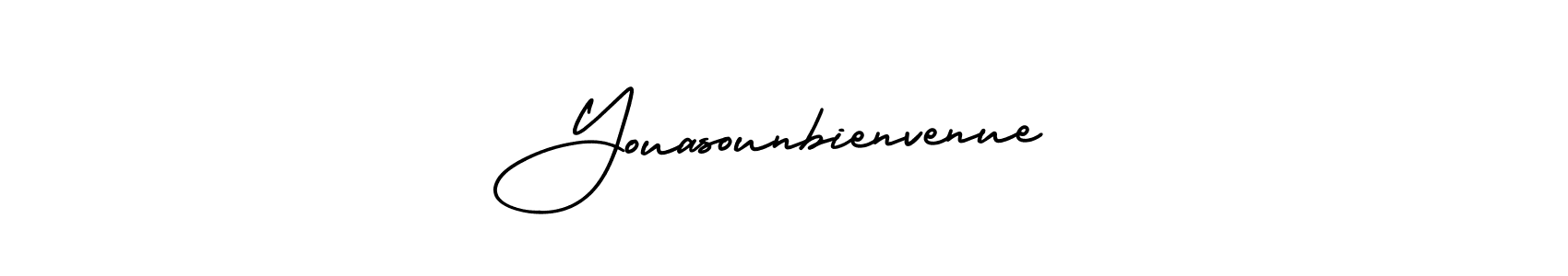 The best way (AmerikaSignatureDemo-Regular) to make a short signature is to pick only two or three words in your name. The name Youasounbienvenue include a total of six letters. For converting this name. Youasounbienvenue signature style 3 images and pictures png