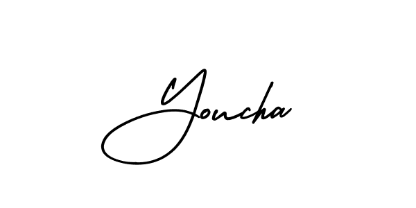 The best way (AmerikaSignatureDemo-Regular) to make a short signature is to pick only two or three words in your name. The name Youcha include a total of six letters. For converting this name. Youcha signature style 3 images and pictures png