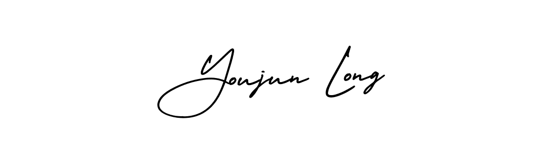 How to make Youjun Long name signature. Use AmerikaSignatureDemo-Regular style for creating short signs online. This is the latest handwritten sign. Youjun Long signature style 3 images and pictures png