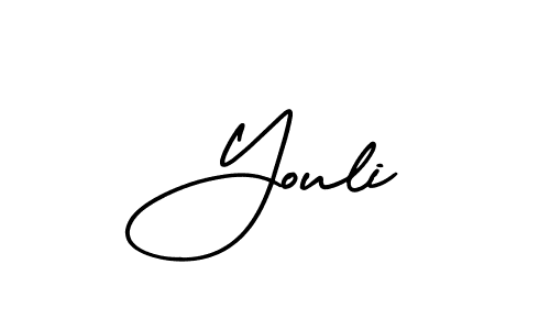 The best way (AmerikaSignatureDemo-Regular) to make a short signature is to pick only two or three words in your name. The name Youli include a total of six letters. For converting this name. Youli signature style 3 images and pictures png