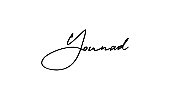 Use a signature maker to create a handwritten signature online. With this signature software, you can design (AmerikaSignatureDemo-Regular) your own signature for name Younad. Younad signature style 3 images and pictures png