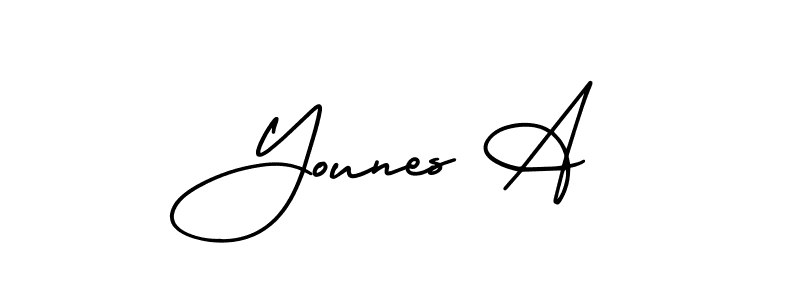 Use a signature maker to create a handwritten signature online. With this signature software, you can design (AmerikaSignatureDemo-Regular) your own signature for name Younes A. Younes A signature style 3 images and pictures png