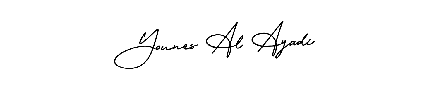 Similarly AmerikaSignatureDemo-Regular is the best handwritten signature design. Signature creator online .You can use it as an online autograph creator for name Younes Al Ayadi. Younes Al Ayadi signature style 3 images and pictures png