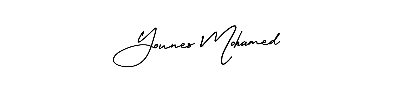 How to Draw Younes Mohamed signature style? AmerikaSignatureDemo-Regular is a latest design signature styles for name Younes Mohamed. Younes Mohamed signature style 3 images and pictures png
