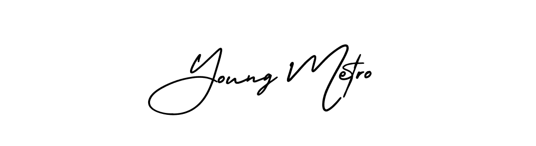 You should practise on your own different ways (AmerikaSignatureDemo-Regular) to write your name (Young Metro) in signature. don't let someone else do it for you. Young Metro signature style 3 images and pictures png