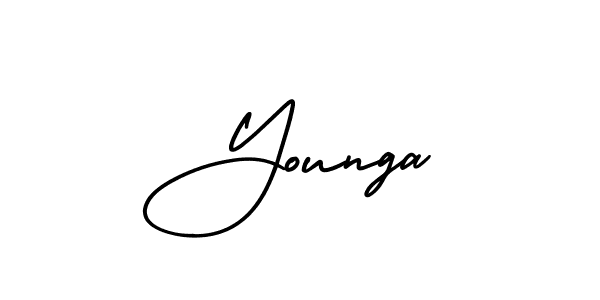 The best way (AmerikaSignatureDemo-Regular) to make a short signature is to pick only two or three words in your name. The name Younga include a total of six letters. For converting this name. Younga signature style 3 images and pictures png