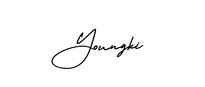 Youngki stylish signature style. Best Handwritten Sign (AmerikaSignatureDemo-Regular) for my name. Handwritten Signature Collection Ideas for my name Youngki. Youngki signature style 3 images and pictures png