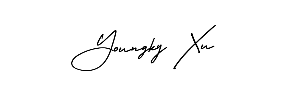 It looks lik you need a new signature style for name Youngky Xu. Design unique handwritten (AmerikaSignatureDemo-Regular) signature with our free signature maker in just a few clicks. Youngky Xu signature style 3 images and pictures png