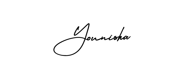 AmerikaSignatureDemo-Regular is a professional signature style that is perfect for those who want to add a touch of class to their signature. It is also a great choice for those who want to make their signature more unique. Get Younisha name to fancy signature for free. Younisha signature style 3 images and pictures png