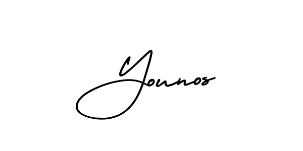 Younos stylish signature style. Best Handwritten Sign (AmerikaSignatureDemo-Regular) for my name. Handwritten Signature Collection Ideas for my name Younos. Younos signature style 3 images and pictures png