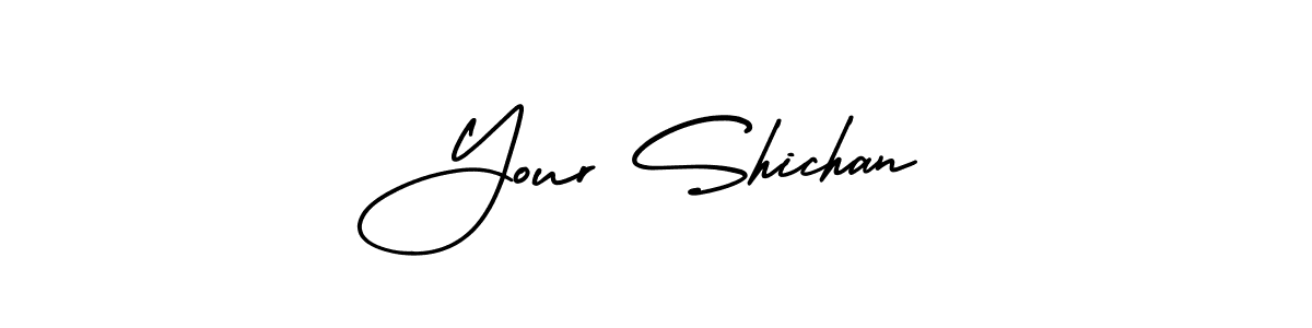 The best way (AmerikaSignatureDemo-Regular) to make a short signature is to pick only two or three words in your name. The name Your Shichan include a total of six letters. For converting this name. Your Shichan signature style 3 images and pictures png