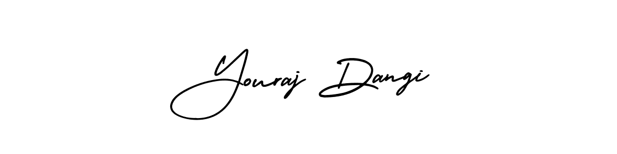 The best way (AmerikaSignatureDemo-Regular) to make a short signature is to pick only two or three words in your name. The name Youraj Dangi include a total of six letters. For converting this name. Youraj Dangi signature style 3 images and pictures png