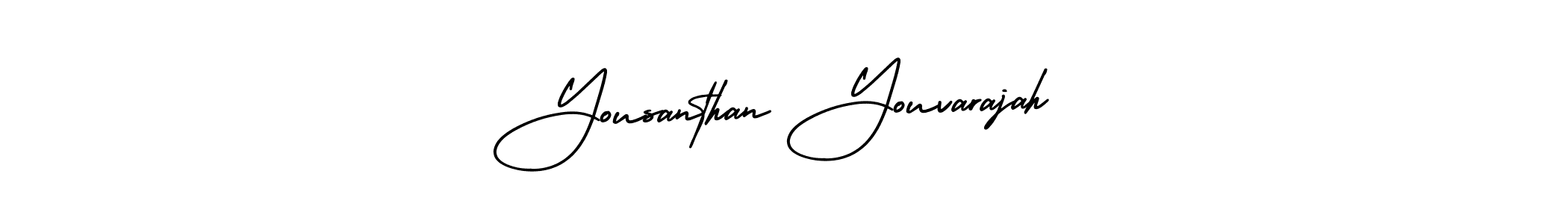 The best way (AmerikaSignatureDemo-Regular) to make a short signature is to pick only two or three words in your name. The name Yousanthan Youvarajah include a total of six letters. For converting this name. Yousanthan Youvarajah signature style 3 images and pictures png