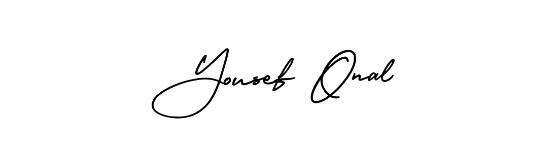 It looks lik you need a new signature style for name Yousef Onal. Design unique handwritten (AmerikaSignatureDemo-Regular) signature with our free signature maker in just a few clicks. Yousef Onal signature style 3 images and pictures png