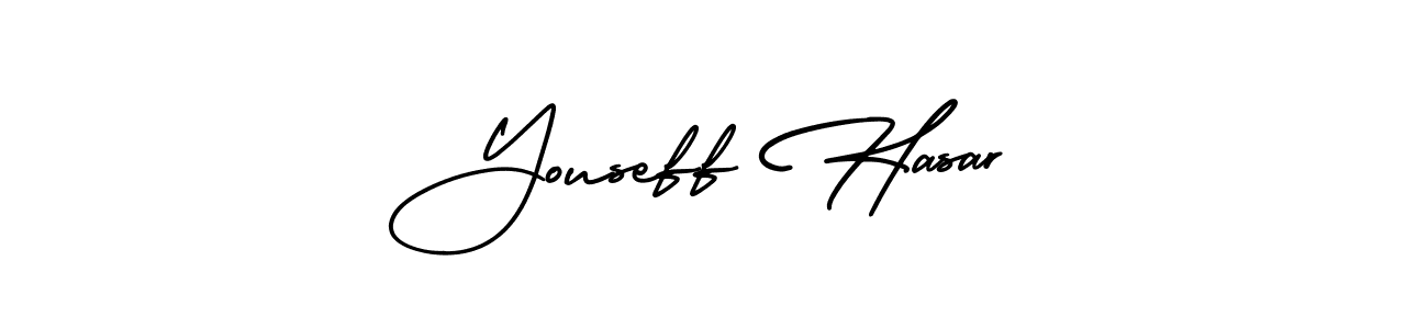 How to make Youseff Hasar name signature. Use AmerikaSignatureDemo-Regular style for creating short signs online. This is the latest handwritten sign. Youseff Hasar signature style 3 images and pictures png