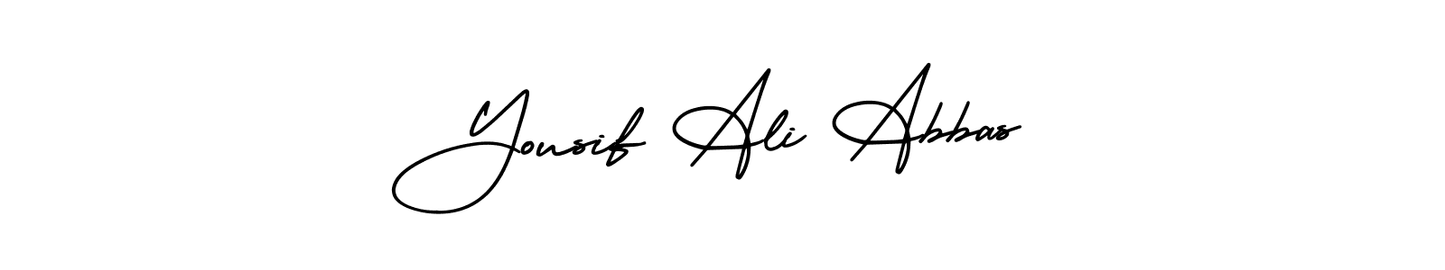 The best way (AmerikaSignatureDemo-Regular) to make a short signature is to pick only two or three words in your name. The name Yousif Ali Abbas include a total of six letters. For converting this name. Yousif Ali Abbas signature style 3 images and pictures png