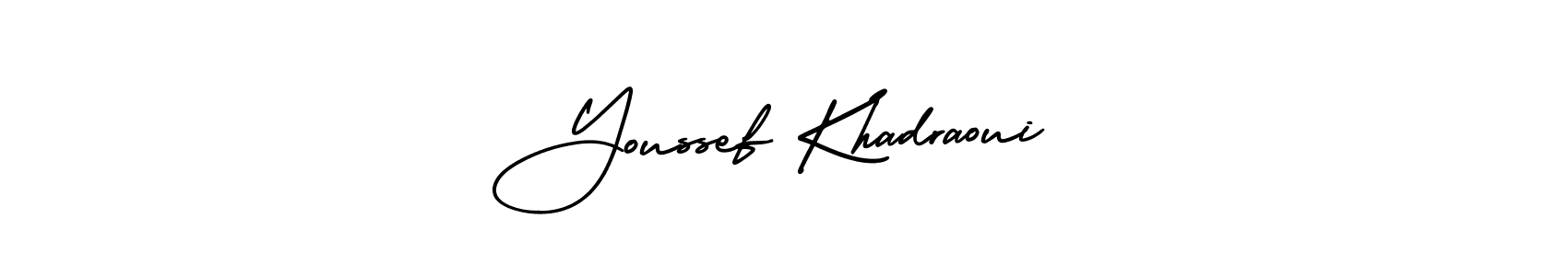 The best way (AmerikaSignatureDemo-Regular) to make a short signature is to pick only two or three words in your name. The name Youssef Khadraoui include a total of six letters. For converting this name. Youssef Khadraoui signature style 3 images and pictures png