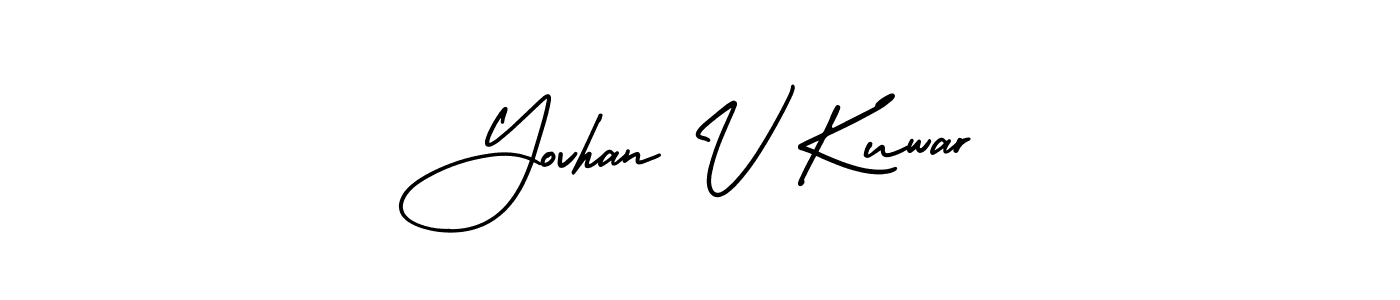 if you are searching for the best signature style for your name Yovhan V Kuwar. so please give up your signature search. here we have designed multiple signature styles  using AmerikaSignatureDemo-Regular. Yovhan V Kuwar signature style 3 images and pictures png