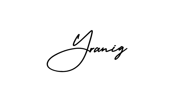 You should practise on your own different ways (AmerikaSignatureDemo-Regular) to write your name (Yranig) in signature. don't let someone else do it for you. Yranig signature style 3 images and pictures png