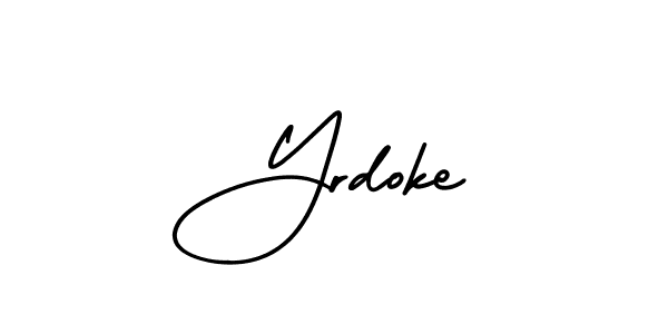 You should practise on your own different ways (AmerikaSignatureDemo-Regular) to write your name (Yrdoke) in signature. don't let someone else do it for you. Yrdoke signature style 3 images and pictures png