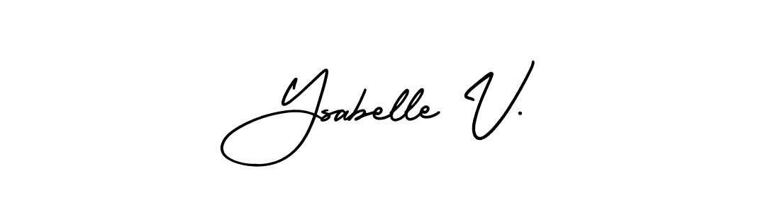 You should practise on your own different ways (AmerikaSignatureDemo-Regular) to write your name (Ysabelle V.) in signature. don't let someone else do it for you. Ysabelle V. signature style 3 images and pictures png