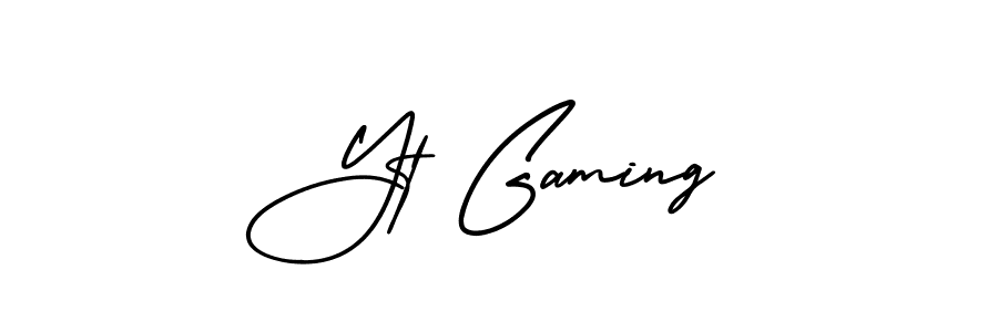 Use a signature maker to create a handwritten signature online. With this signature software, you can design (AmerikaSignatureDemo-Regular) your own signature for name Yt Gaming. Yt Gaming signature style 3 images and pictures png