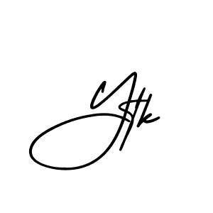 Ytk stylish signature style. Best Handwritten Sign (AmerikaSignatureDemo-Regular) for my name. Handwritten Signature Collection Ideas for my name Ytk. Ytk signature style 3 images and pictures png