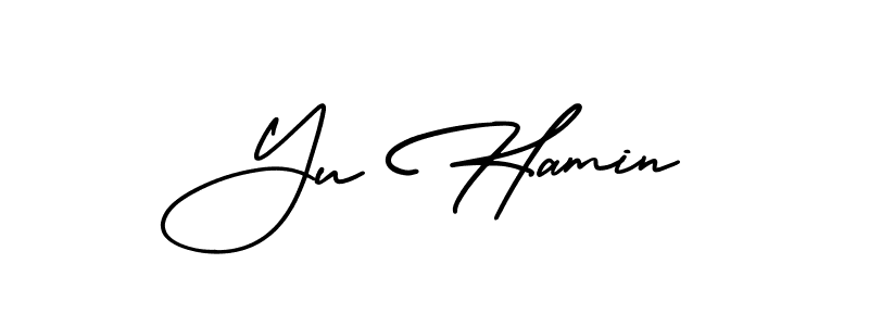 Create a beautiful signature design for name Yu Hamin. With this signature (AmerikaSignatureDemo-Regular) fonts, you can make a handwritten signature for free. Yu Hamin signature style 3 images and pictures png
