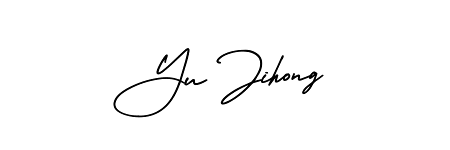The best way (AmerikaSignatureDemo-Regular) to make a short signature is to pick only two or three words in your name. The name Yu Jihong include a total of six letters. For converting this name. Yu Jihong signature style 3 images and pictures png