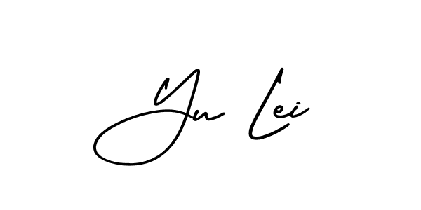 The best way (AmerikaSignatureDemo-Regular) to make a short signature is to pick only two or three words in your name. The name Yu Lei include a total of six letters. For converting this name. Yu Lei signature style 3 images and pictures png