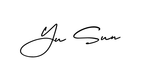 The best way (AmerikaSignatureDemo-Regular) to make a short signature is to pick only two or three words in your name. The name Yu Sun include a total of six letters. For converting this name. Yu Sun signature style 3 images and pictures png