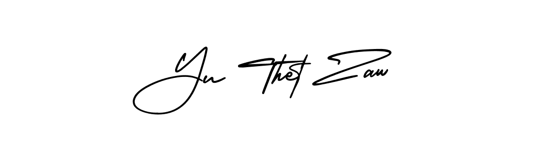 You should practise on your own different ways (AmerikaSignatureDemo-Regular) to write your name (Yu Thet Zaw) in signature. don't let someone else do it for you. Yu Thet Zaw signature style 3 images and pictures png