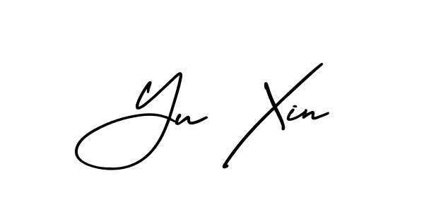 You should practise on your own different ways (AmerikaSignatureDemo-Regular) to write your name (Yu Xin) in signature. don't let someone else do it for you. Yu Xin signature style 3 images and pictures png