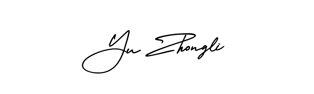 How to make Yu Zhongli name signature. Use AmerikaSignatureDemo-Regular style for creating short signs online. This is the latest handwritten sign. Yu Zhongli signature style 3 images and pictures png